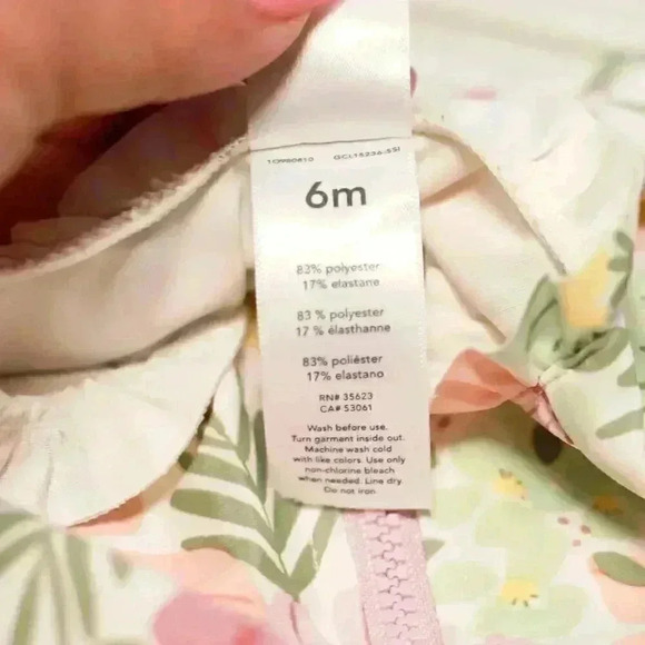 Carter's size 6 months rash guard long sleeve asymmetrical zip pink/yellow/purpl - Picture 8 of 14